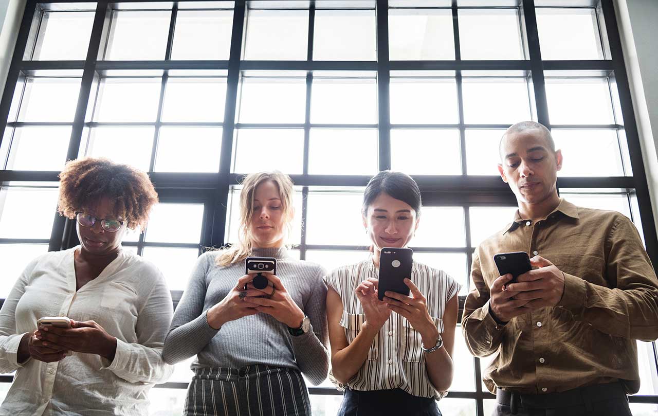 People with mobiles